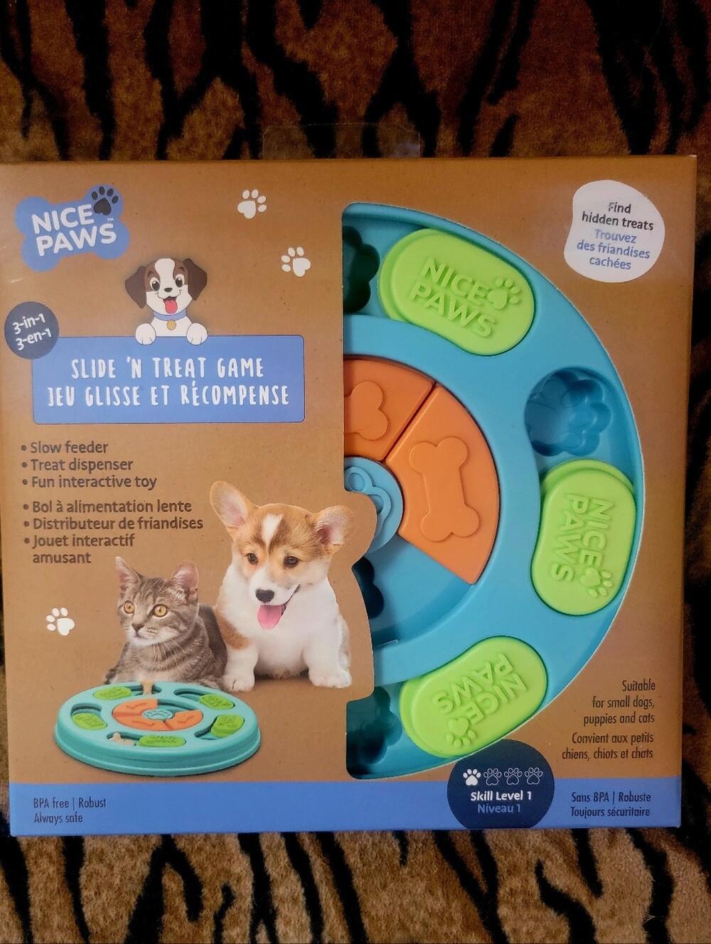 Pet Dog Or Cat Treat Dispenser Feeder Toy Slide 'N Treat Game Interactive Ea.